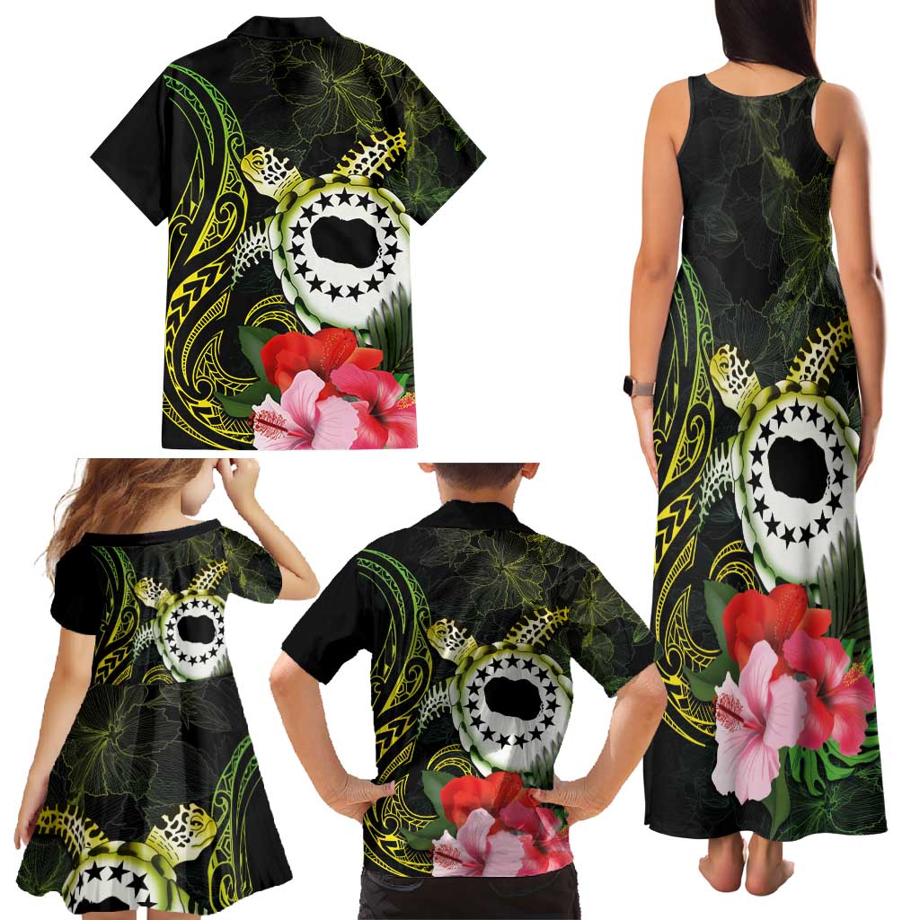 Kia Orana Cook Islands Family Matching Tank Maxi Dress and Hawaiian Shirt Turtle and Hibiscus Polynesian Pattern LT03 - Polynesian Pride