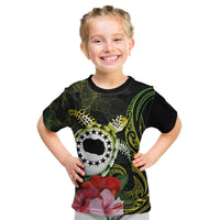 Kia Orana Cook Islands Kid T Shirt Turtle and Hibiscus Polynesian Pattern LT03 Yellow - Polynesian Pride