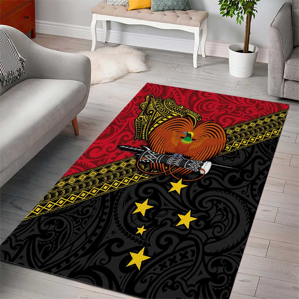 Papua New Guinea Goroka Show Area Rug Bird-of-paradise and Melanesian Tattoo Pattern LT03 - Polynesian Pride
