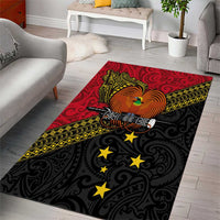 Papua New Guinea Goroka Show Area Rug Bird-of-paradise and Melanesian Tattoo Pattern LT03 - Polynesian Pride