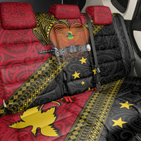 Papua New Guinea Goroka Show Back Car Seat Cover Bird-of-paradise and Melanesian Tattoo Pattern LT03 - Polynesian Pride