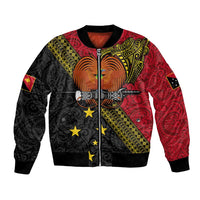 Papua new Guinea Goroka Show Bomber Jacket Bird-of-paradise and Melanesian Tattoo Pattern