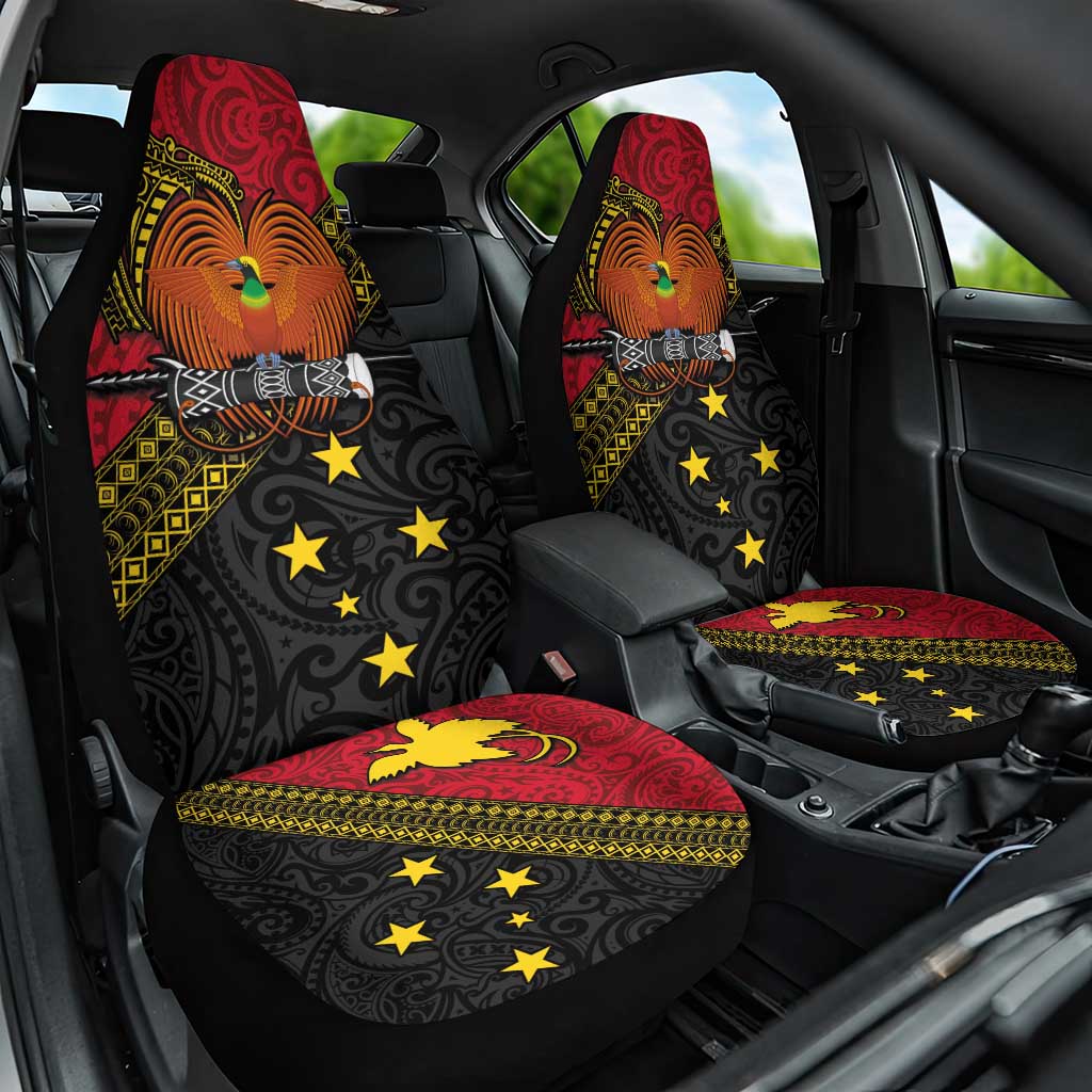 Papua New Guinea Goroka Show Car Seat Cover Bird-of-paradise and Melanesian Tattoo Pattern LT03 One Size Red - Polynesian Pride