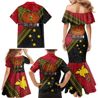 Papua New Guinea Goroka Show Family Matching Mermaid Dress and Hawaiian Shirt Bird-of-paradise and Melanesian Tattoo Pattern LT03 - Polynesian Pride