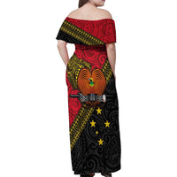 Papua New Guinea Goroka Show Family Matching Off Shoulder Maxi Dress and Hawaiian Shirt Bird-of-paradise and Melanesian Tattoo Pattern LT03 - Polynesian Pride