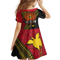 Papua New Guinea Goroka Show Family Matching Off Shoulder Short Dress and Hawaiian Shirt Bird-of-paradise and Melanesian Tattoo Pattern LT03 - Polynesian Pride