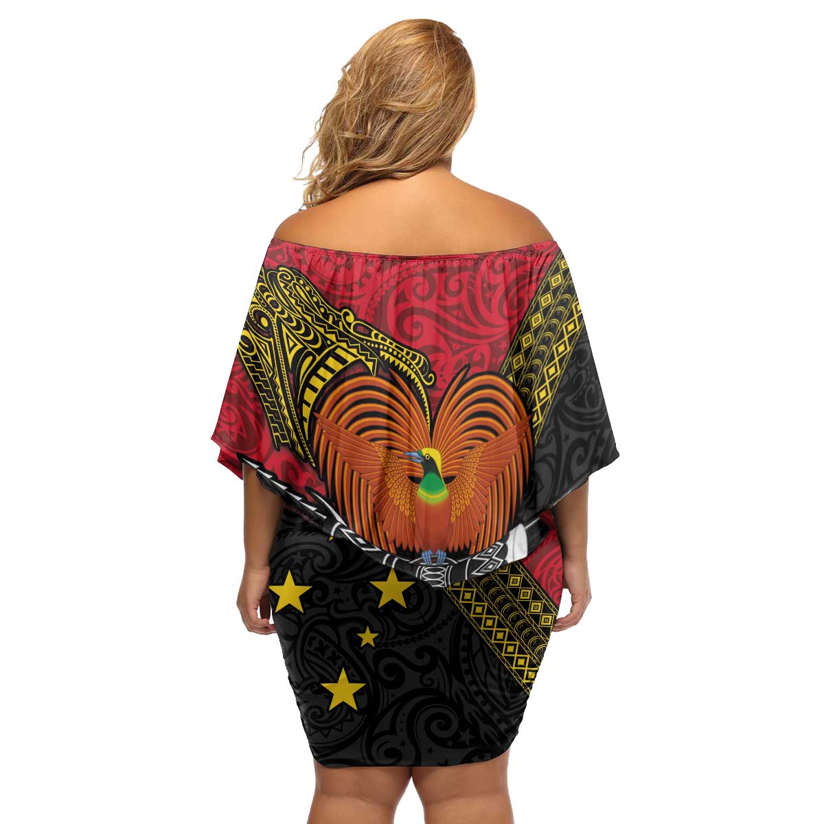 Papua New Guinea Goroka Show Family Matching Off Shoulder Short Dress and Hawaiian Shirt Bird-of-paradise and Melanesian Tattoo Pattern LT03 - Polynesian Pride