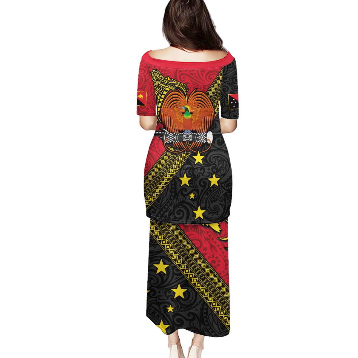 Papua New Guinea Goroka Show Family Matching Puletasi and Hawaiian Shirt Bird-of-paradise and Melanesian Tattoo Pattern LT03 - Polynesian Pride