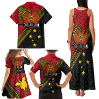 Papua New Guinea Goroka Show Family Matching Tank Maxi Dress and Hawaiian Shirt Bird-of-paradise and Melanesian Tattoo Pattern LT03 - Polynesian Pride