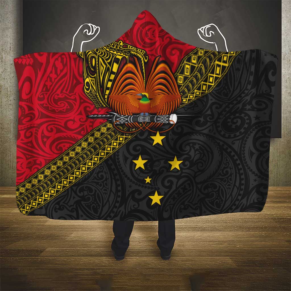 Papua New Guinea Goroka Show Hooded Blanket Bird-of-paradise and Melanesian Tattoo Pattern LT03 - Polynesian Pride