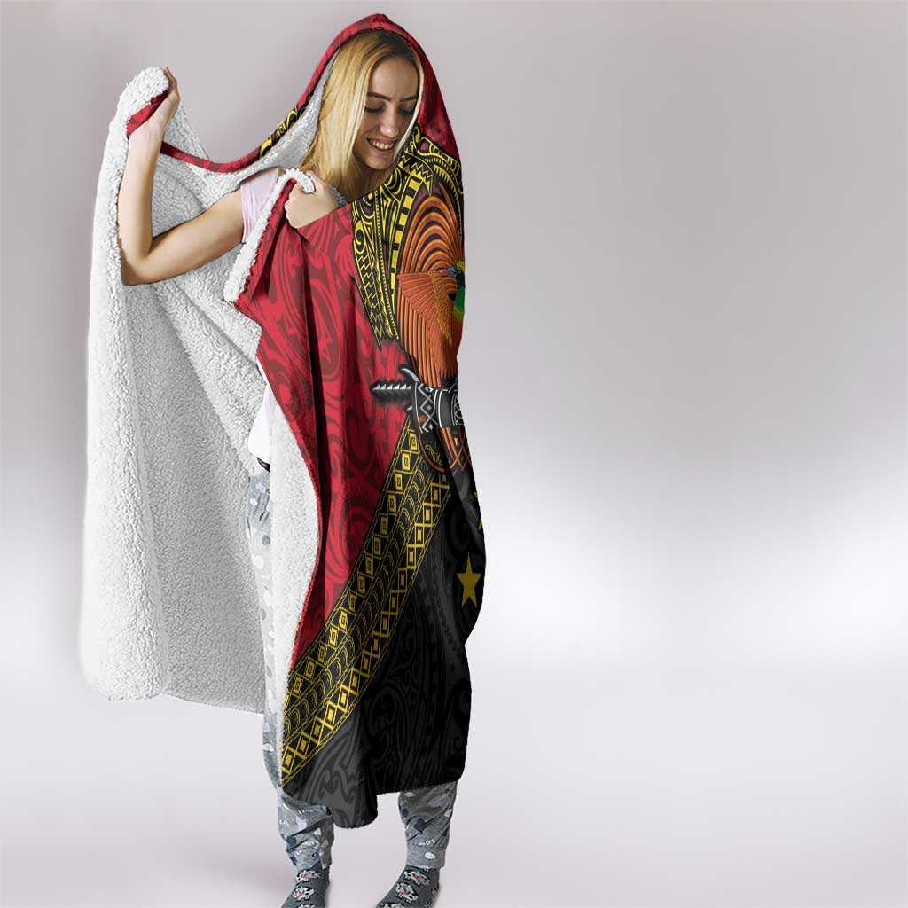 Papua New Guinea Goroka Show Hooded Blanket Bird-of-paradise and Melanesian Tattoo Pattern LT03 - Polynesian Pride