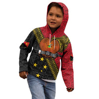 Papua New Guinea Goroka Show Kid Hoodie Bird-of-paradise and Melanesian Tattoo Pattern LT03 - Polynesian Pride
