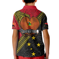Papua New Guinea Goroka Show Kid Polo Shirt Bird-of-paradise and Melanesian Tattoo Pattern LT03 - Polynesian Pride