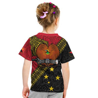 Papua New Guinea Goroka Show Kid T Shirt Bird-of-paradise and Melanesian Tattoo Pattern LT03 - Polynesian Pride
