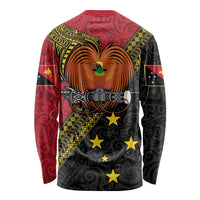 Papua New Guinea Goroka Show Long Sleeve Shirt Bird-of-paradise and Melanesian Tattoo Pattern LT03 - Polynesian Pride