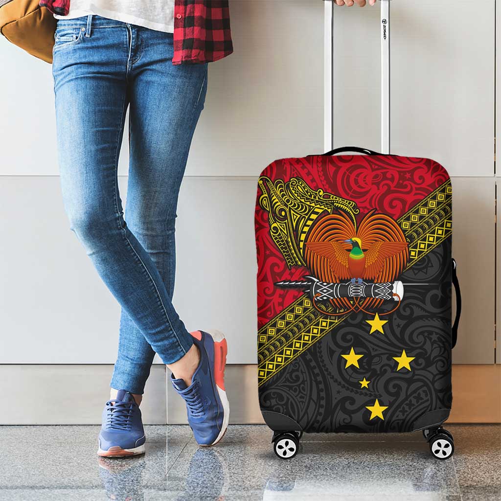 Papua New Guinea Goroka Show Luggage Cover Bird-of-paradise and Melanesian Tattoo Pattern LT03 - Polynesian Pride