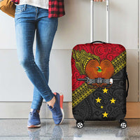 Papua New Guinea Goroka Show Luggage Cover Bird-of-paradise and Melanesian Tattoo Pattern LT03 - Polynesian Pride
