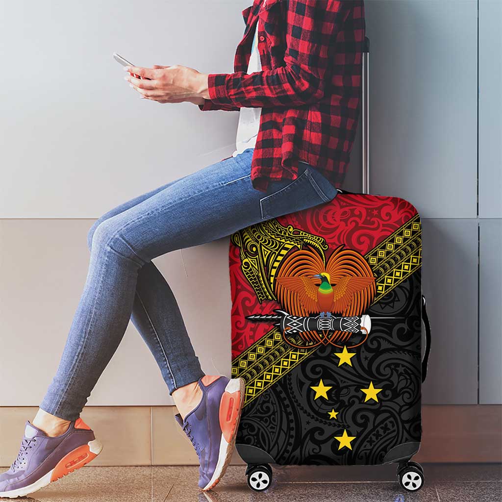 Papua New Guinea Goroka Show Luggage Cover Bird-of-paradise and Melanesian Tattoo Pattern LT03 - Polynesian Pride