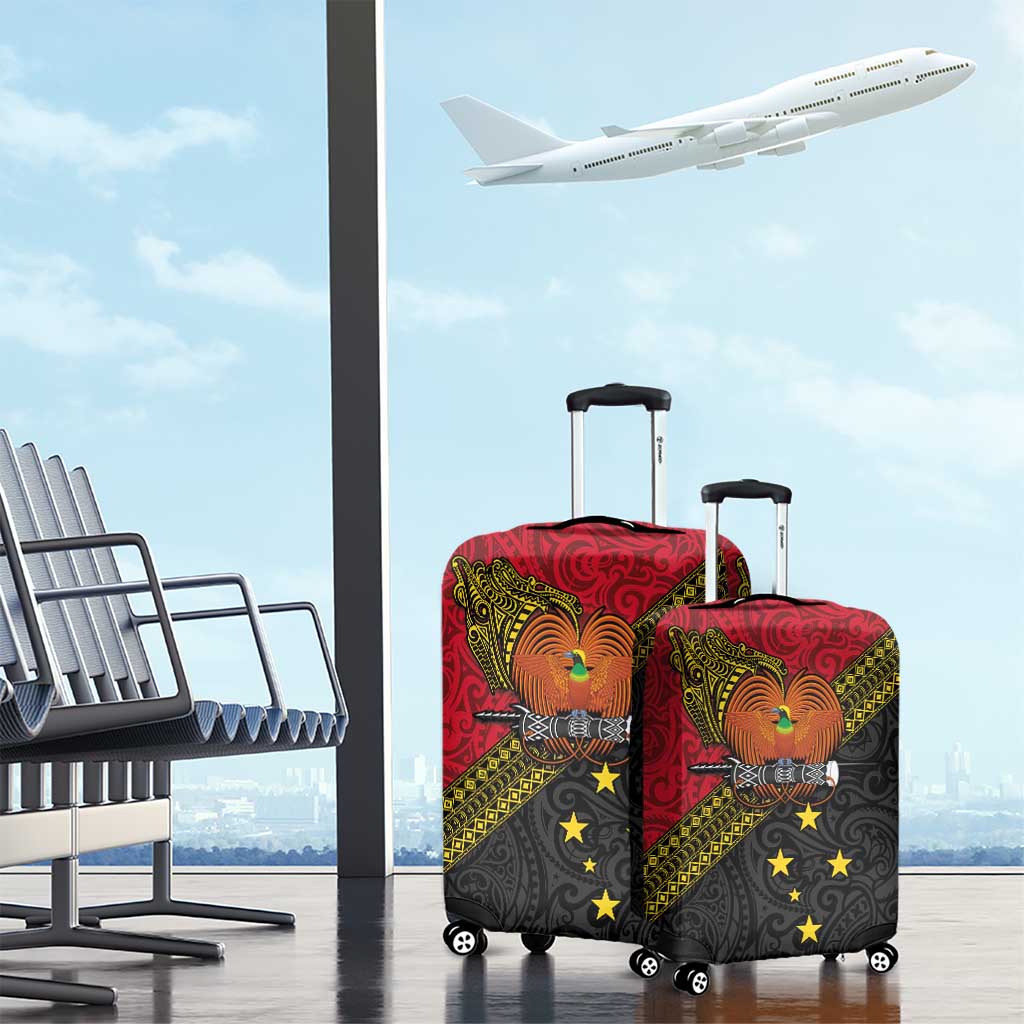 Papua New Guinea Goroka Show Luggage Cover Bird-of-paradise and Melanesian Tattoo Pattern LT03 - Polynesian Pride