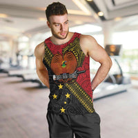 Papua New Guinea Goroka Show Men Tank Top Bird-of-paradise and Melanesian Tattoo Pattern LT03 Red - Polynesian Pride