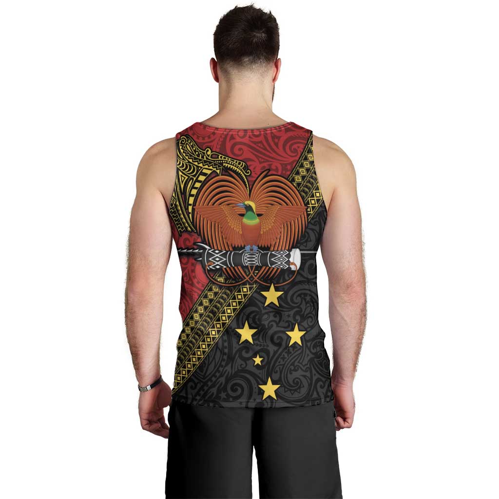 Papua New Guinea Goroka Show Men Tank Top Bird-of-paradise and Melanesian Tattoo Pattern LT03 - Polynesian Pride