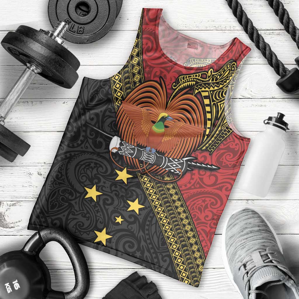 Papua New Guinea Goroka Show Men Tank Top Bird-of-paradise and Melanesian Tattoo Pattern LT03 - Polynesian Pride