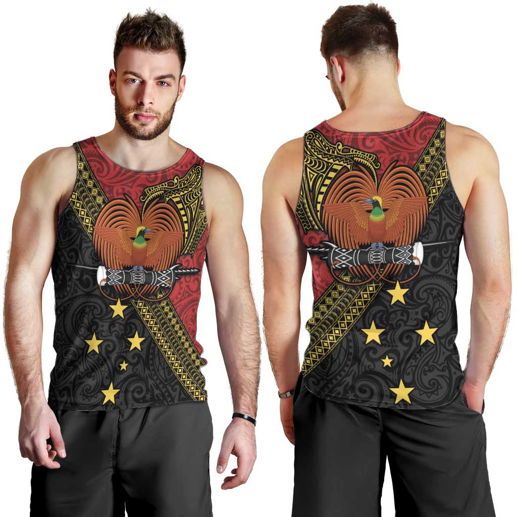 Papua New Guinea Goroka Show Men Tank Top Bird-of-paradise and Melanesian Tattoo Pattern LT03 - Polynesian Pride
