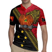 Papua New Guinea Goroka Show Rugby Jersey Bird-of-paradise and Melanesian Tattoo Pattern LT03 - Polynesian Pride