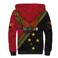 Papua New Guinea Goroka Show Sherpa Hoodie Bird-of-paradise and Melanesian Tattoo Pattern LT03 - Polynesian Pride