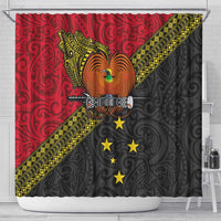 Papua New Guinea Goroka Show Shower Curtain Bird-of-paradise and Melanesian Tattoo Pattern LT03 - Polynesian Pride