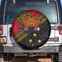 Papua New Guinea Goroka Show Spare Tire Cover Bird-of-paradise and Melanesian Tattoo Pattern LT03 Red - Polynesian Pride