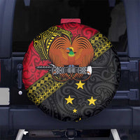 Papua New Guinea Goroka Show Spare Tire Cover Bird-of-paradise and Melanesian Tattoo Pattern LT03 - Polynesian Pride