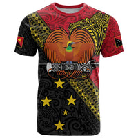 Papua New Guinea Goroka Show T Shirt Bird-of-paradise and Melanesian Tattoo Pattern LT03 Red - Polynesian Pride