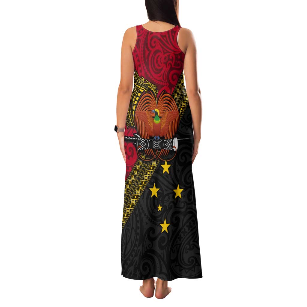 Papua New Guinea Goroka Show Tank Maxi Dress Bird-of-paradise and Melanesian Tattoo Pattern LT03 - Polynesian Pride