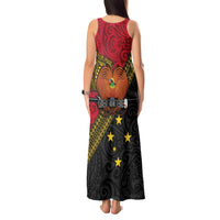 Papua New Guinea Goroka Show Tank Maxi Dress Bird-of-paradise and Melanesian Tattoo Pattern LT03 - Polynesian Pride