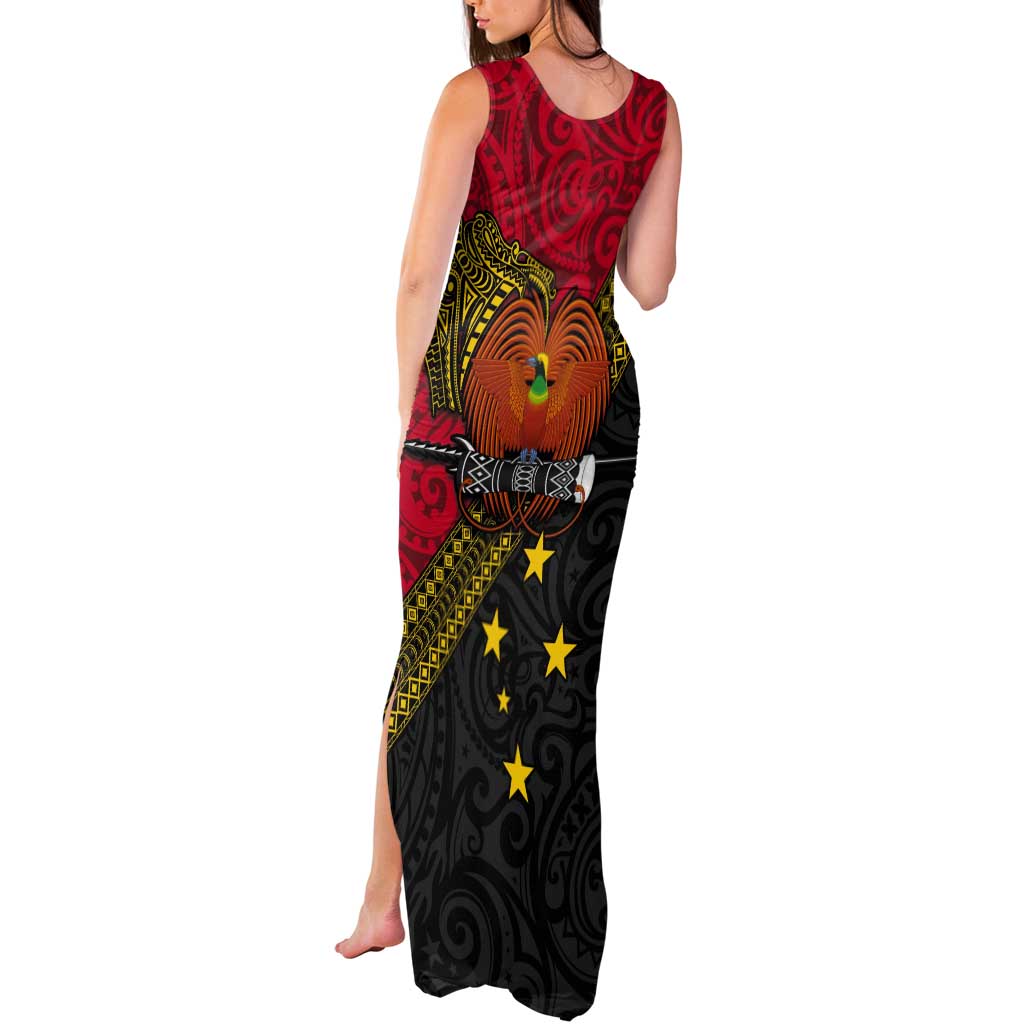 Papua New Guinea Goroka Show Tank Maxi Dress Bird-of-paradise and Melanesian Tattoo Pattern LT03 - Polynesian Pride