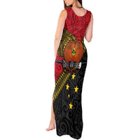 Papua New Guinea Goroka Show Tank Maxi Dress Bird-of-paradise and Melanesian Tattoo Pattern LT03 - Polynesian Pride
