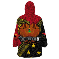 Papua New Guinea Goroka Show Wearable Blanket Hoodie Bird-of-paradise and Melanesian Tattoo Pattern LT03 - Polynesian Pride