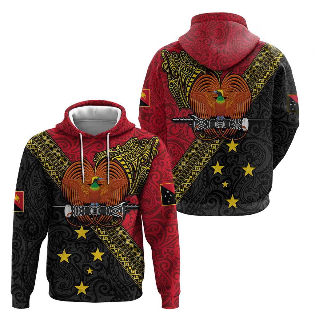 Papua New Guinea Goroka Show Zip Hoodie Bird-of-paradise and Melanesian Tattoo Pattern LT03 - Polynesian Pride
