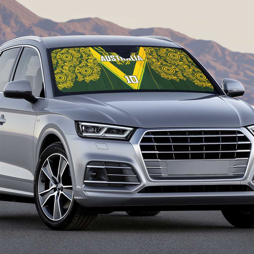 Australia Rugby Custom Auto Sun Shade Aboriginal Art Sporty Style - Polynesian Pride