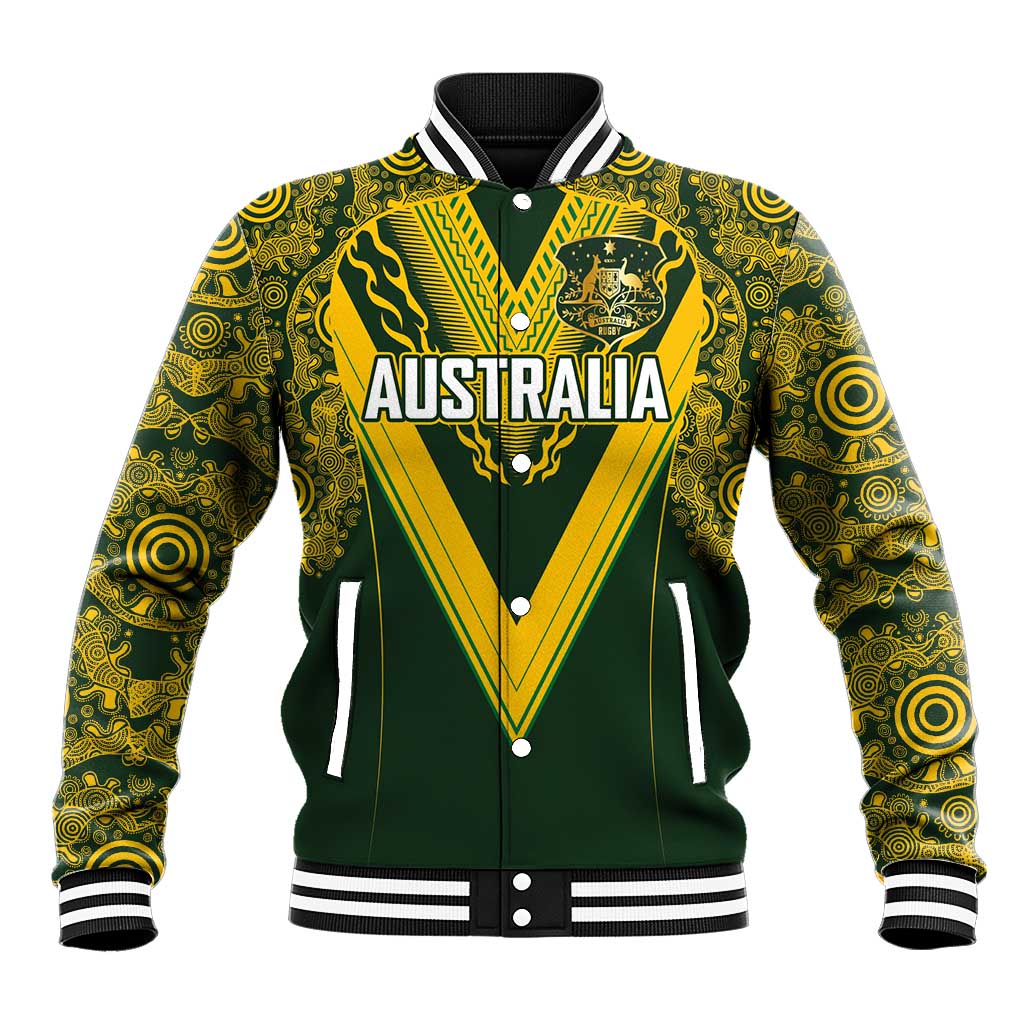 Australia Rugby Custom Baseball Jacket Aboriginal Art Sporty Style - Polynesian Pride