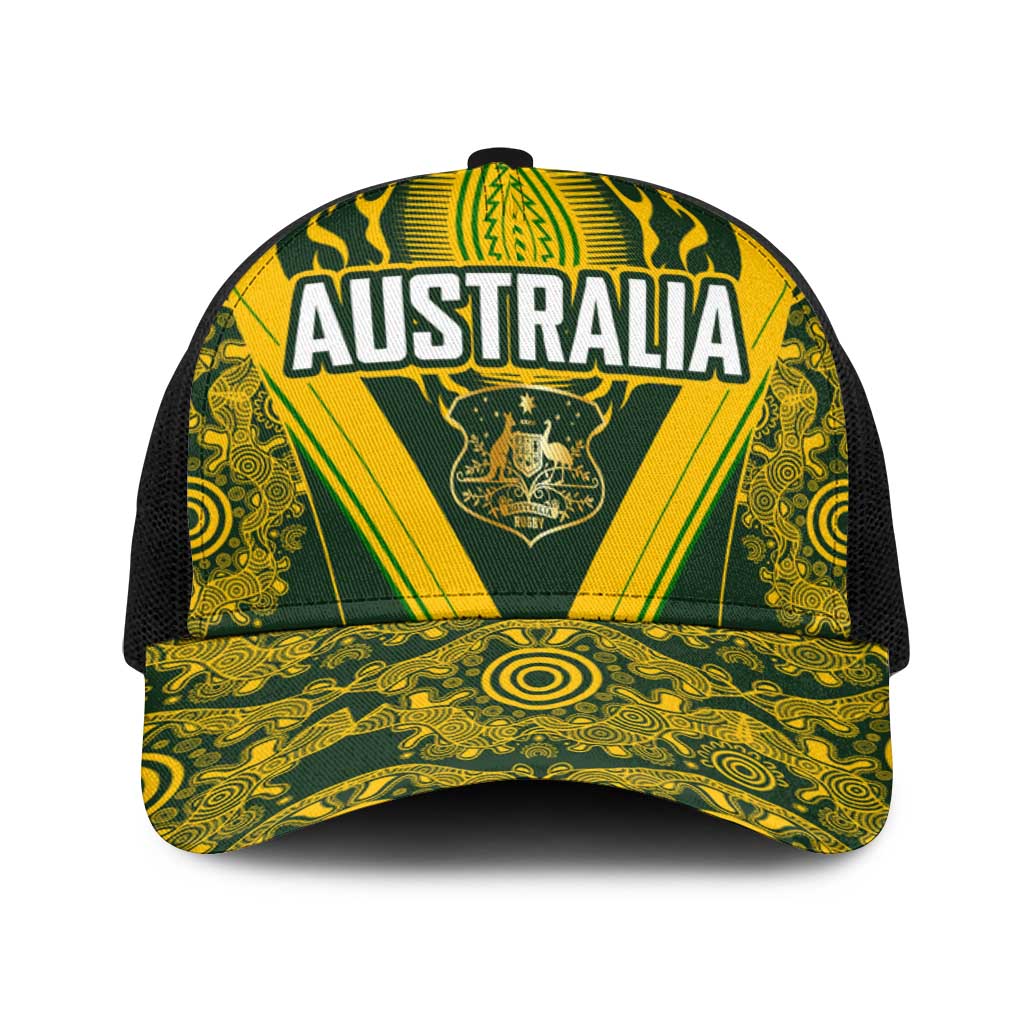 Australia Rugby Baseball Net Cap Aboriginal Art Sporty Style - Polynesian Pride