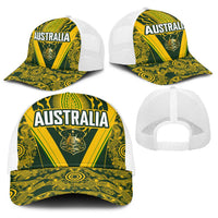 Australia Rugby Baseball Net Cap Aboriginal Art Sporty Style - Polynesian Pride