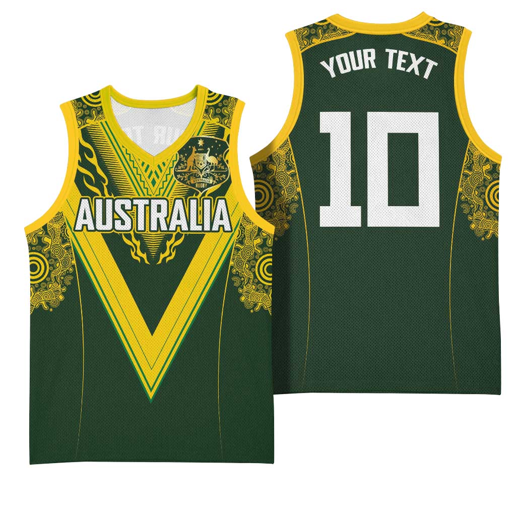 Australia Rugby Custom Basketball Jersey Aboriginal Art Sporty Style - Polynesian Pride