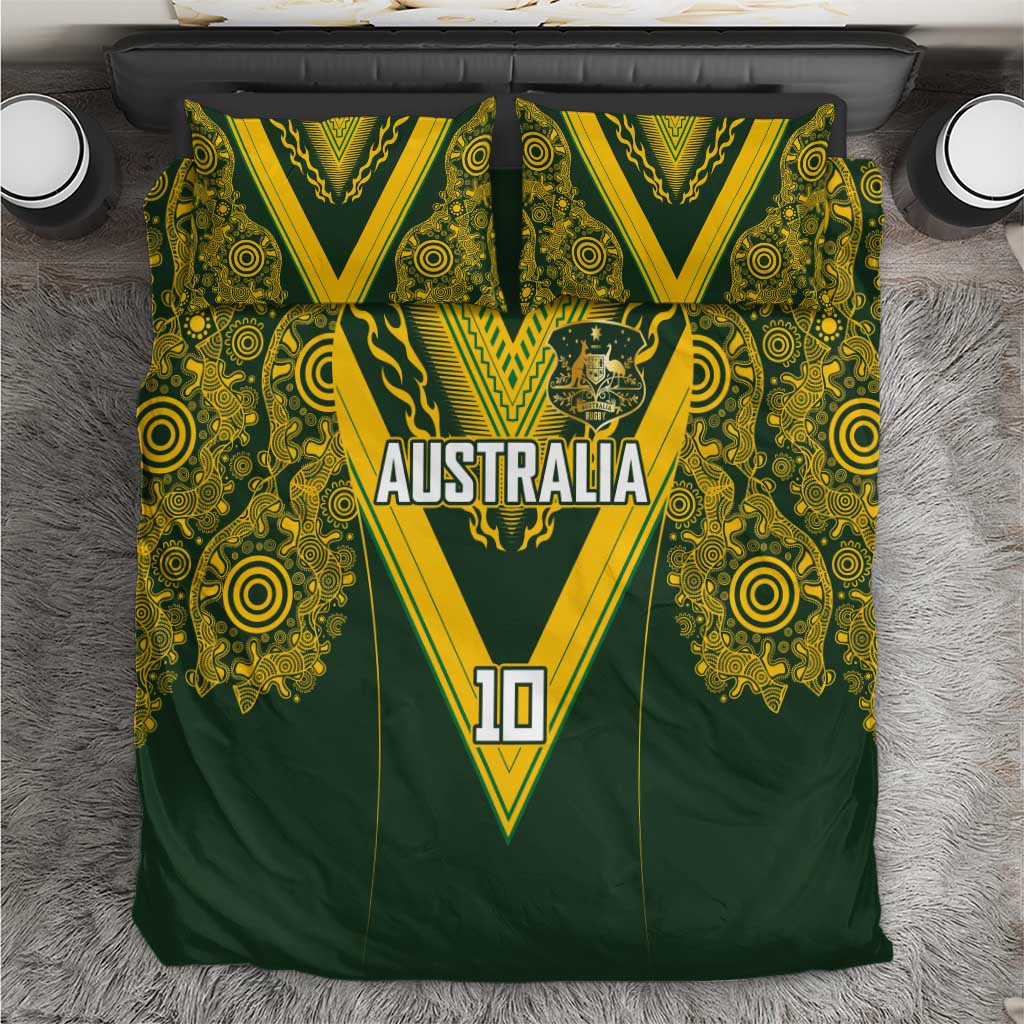Australia Rugby Custom Bedding Set Aboriginal Art Sporty Style - Polynesian Pride