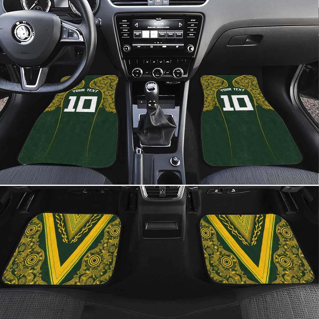 Australia Rugby Custom Car Mats Aboriginal Art Sporty Style - Polynesian Pride