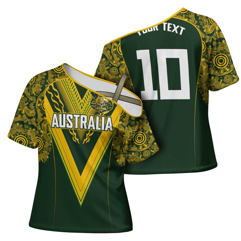 Australia Rugby Custom Cross Shoulder Shirt Aboriginal Art Sporty Style - Polynesian Pride