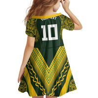Australia Rugby Custom Family Matching Off Shoulder Short Dress and Hawaiian Shirt Aboriginal Art Sporty Style LT03 - Polynesian Pride