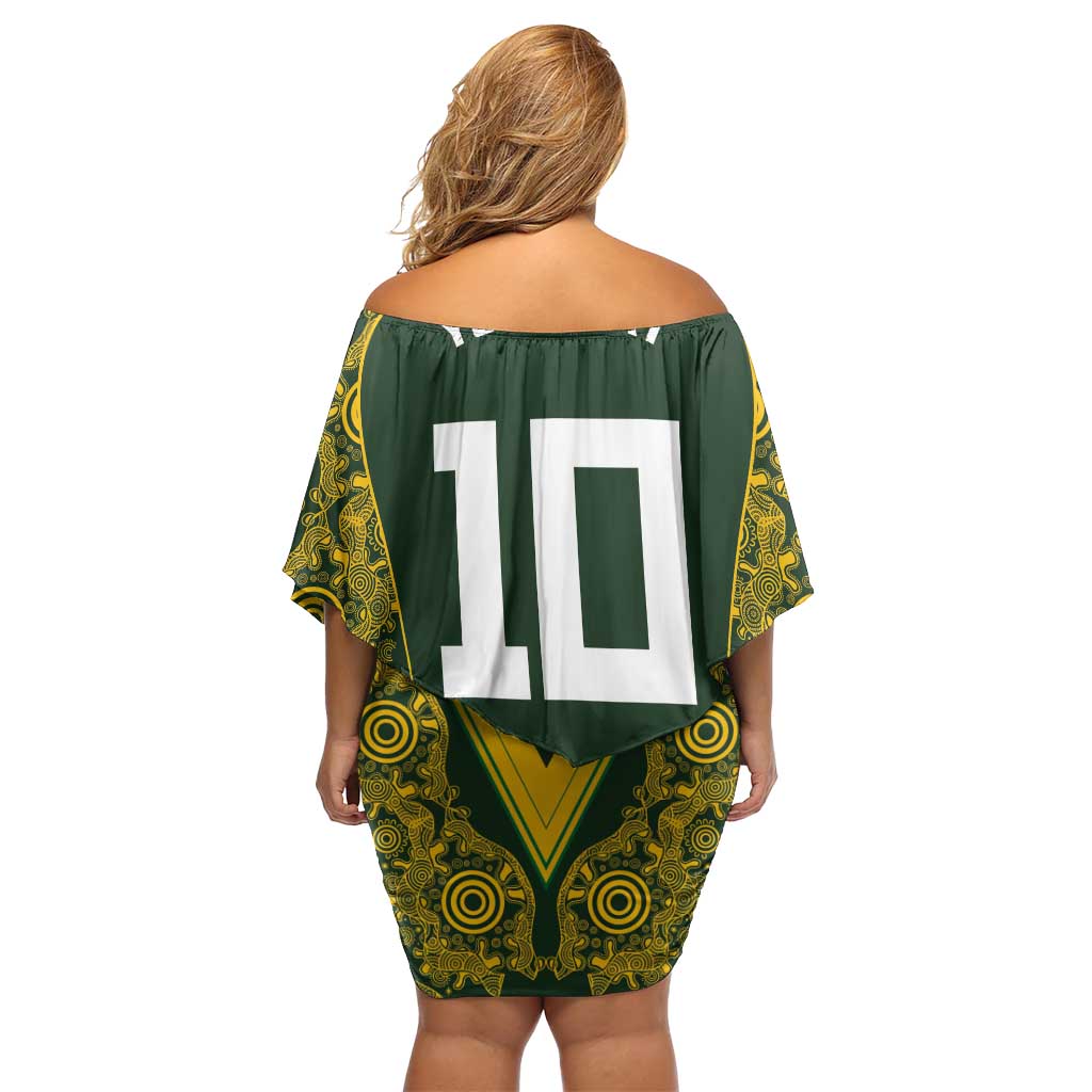 Australia Rugby Custom Family Matching Off Shoulder Short Dress and Hawaiian Shirt Aboriginal Art Sporty Style LT03 - Polynesian Pride