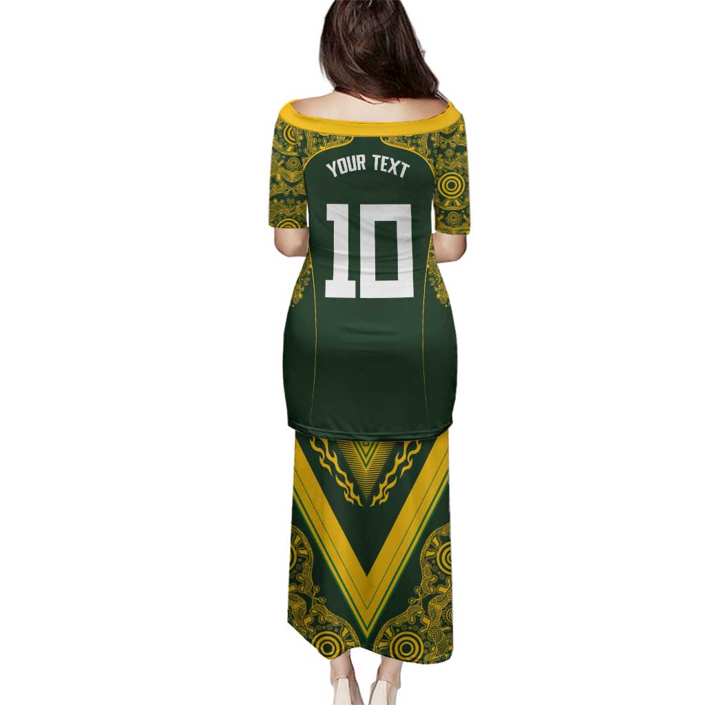 Australia Rugby Custom Family Matching Puletasi and Hawaiian Shirt Aboriginal Art Sporty Style - Polynesian Pride